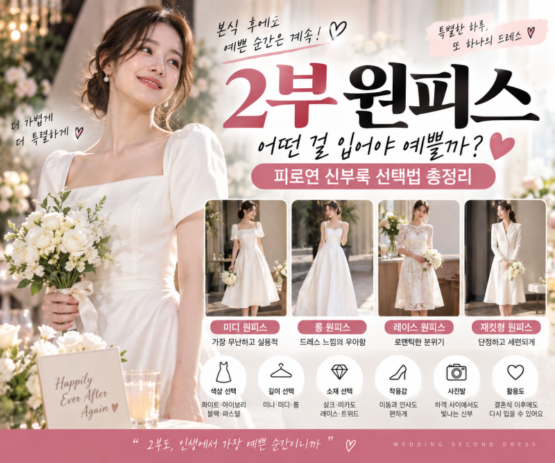 2부 원피스 뭐 입지? 결혼식 피로연 신부 원피스 색상·길이·브랜드 고르는 법
