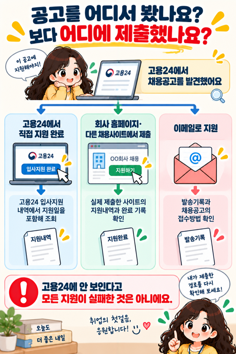 실업급여 구직활동, 고용24에서 지원했는데 내역이 안 보여요. 제출된 건가요?