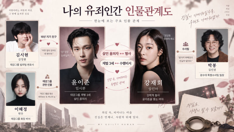 나의 유죄인간 기본정보 등장인물 인물관계도｜임시완 설인아 수갑으로 묶인 아슬아슬한 관....