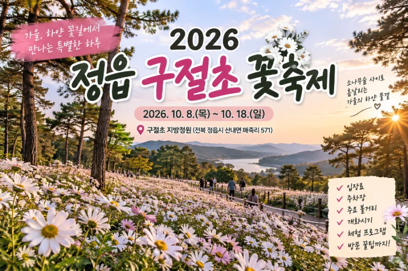 2026 정읍 구절초 꽃축제｜일정·입장료·주차·개화시기·공연·체험 총정리