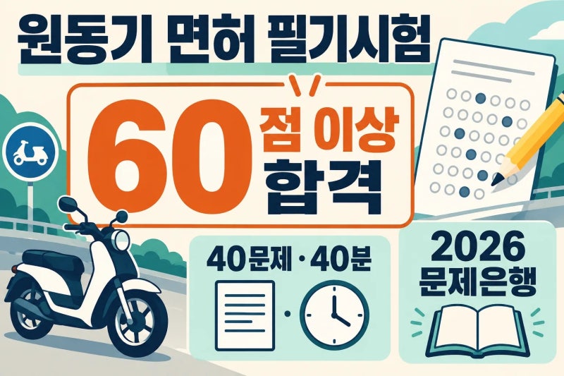 원동기 면허 필기시험 문제, 합격점수·출제방식·연습문제 확인법
