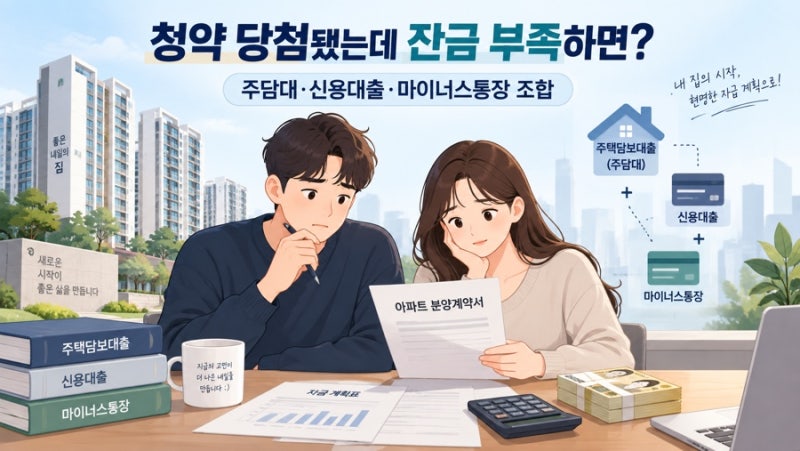 청약 당첨됐는데 잔금 부족하면? 주담대·신용대출·마이너스통장 조합 총정리