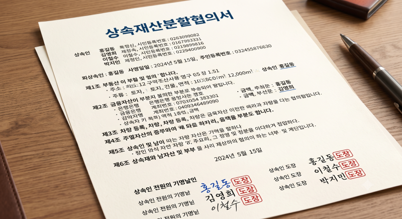 상속재산분할협의서 작성법과 인감증명서 첨부 시 주의사항: 등기 보정 없이 한 번에 끝내는....