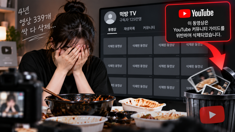 4년 영상 339개, 결국 싹 다 삭제,먹방 유튜버들이 날벼락 맞은 이유