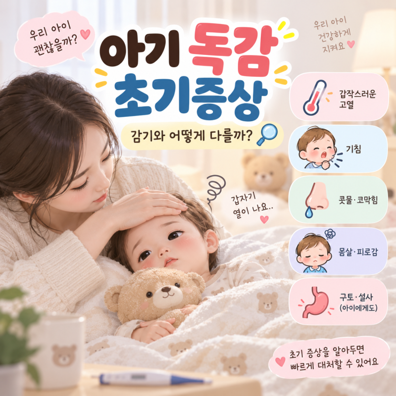 아기 독감 초기증상 감기와 어떻게 다를까? 갑자기 고열 날 때 병원 가야 하는 기준