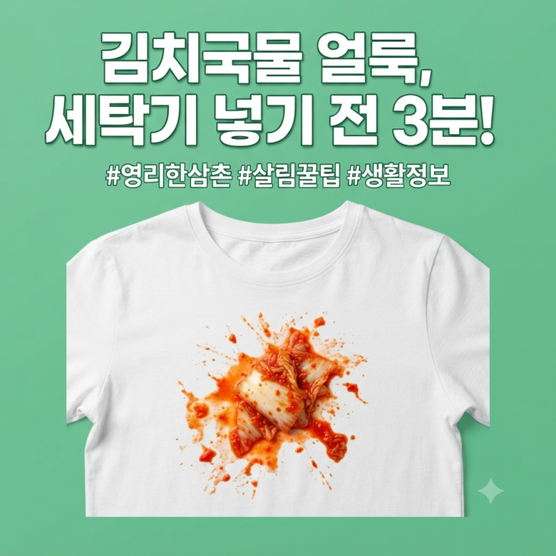 김치국물 얼룩 지우는 법 : 지우기 힘든 옷 얼룩, 세탁기 돌리기 전 딱 3분 만에 해결하기