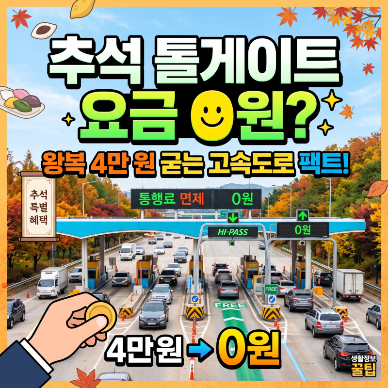 "서울-부산 왕복 톨비 4만 원 굳었다!" 2026 추석 고속도로 통행료 면제 및 주차장 무료 개방