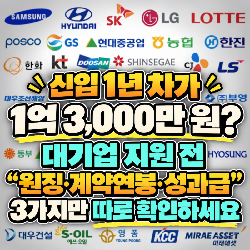 "신입 1년 차가 1억 3,000만 원?"대기업 지원 전 "원징·계약연봉·성과급" 3가지만 따로 확인하....