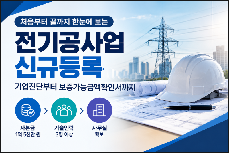 전기공사업 신규등록, 기업진단부터 보증가능금액확인서까지