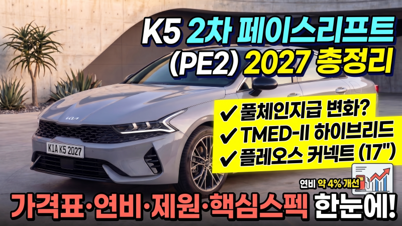 K5 페이스리프트 2차 2027 총정리 | 가격표·연비·제원·플레오스커넥트·TMED-II 하이브리드 한....