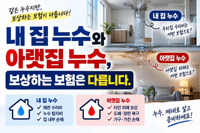 내 집 누수와 아랫집 누수, 보상하는 보험은 다릅니다
