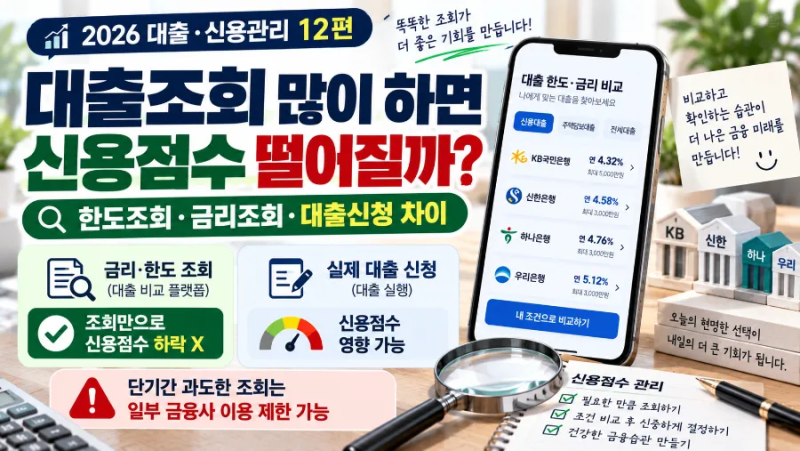 [대출·신용관리 시리즈 12편] 대출조회 많이 하면 신용점수 떨어질까?｜한도조회·금리조회....