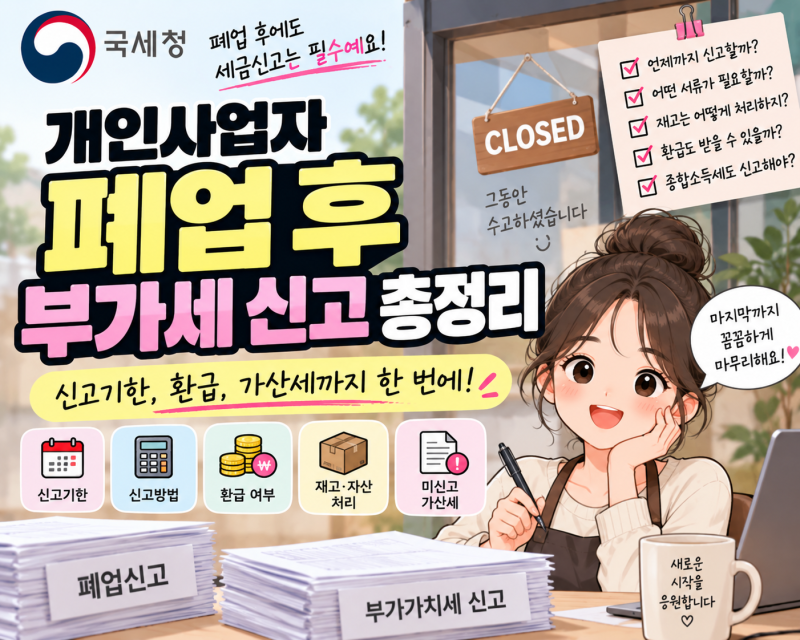 개인사업자 폐업 후 부가세 신고 총정리｜폐업일·신고기한·환급·미신고 가산세까지