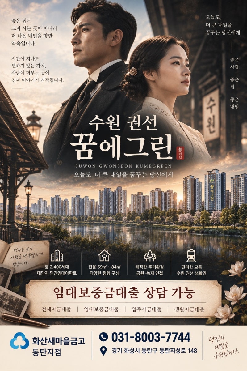 수원 권선 꿈에그린 민간임대아파트｜임대보증금 대환·생활자금·입주자금대출 상담 ,화산....