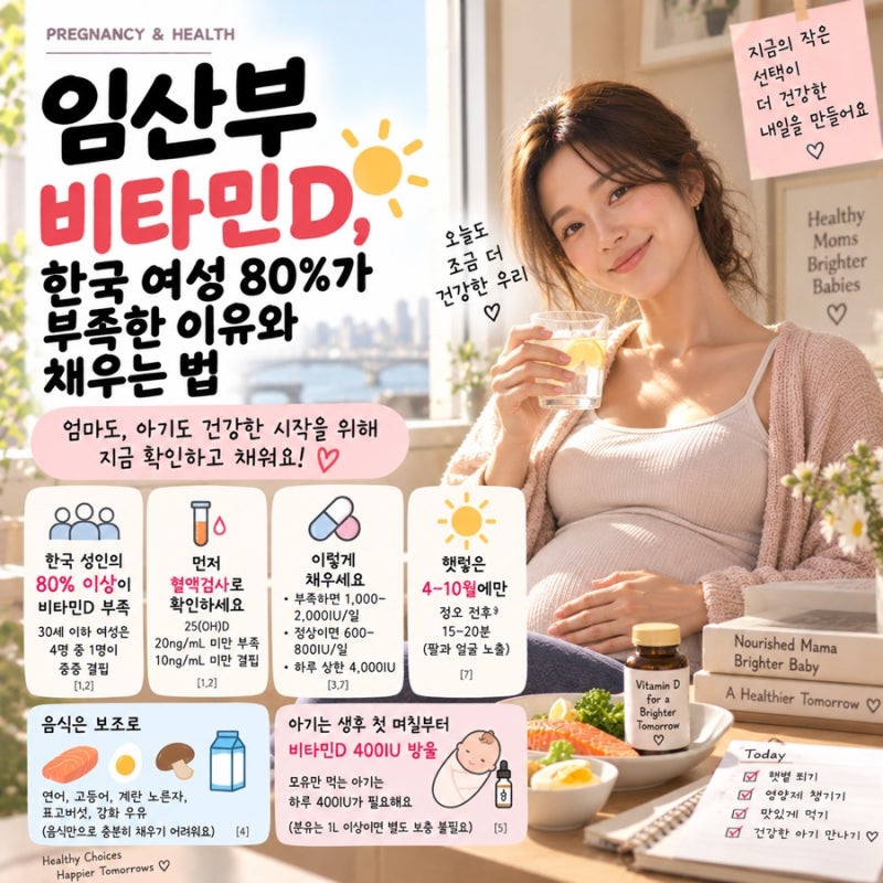 ☀️ 임산부 비타민D, 한국 여성 80%가 부족한 이유와 햇빛·음식·영양제로 채우는 법