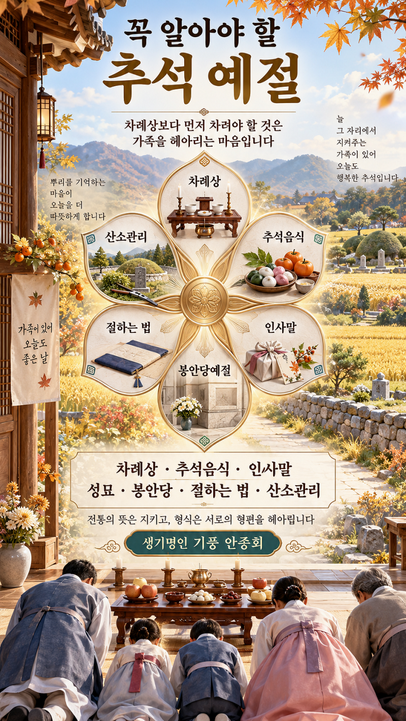 꼭 알아야 할 추석 예절 | 2026년 추석은 9월 25일 금요일, 차례·성묘·절하는 법부터 봉안당 참....