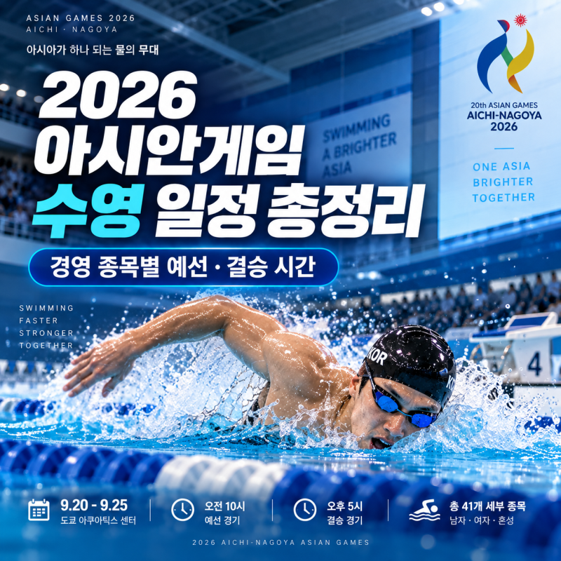 2026 아시안게임 수영 일정 총정리, 경영 종목별 예선·결승 시간