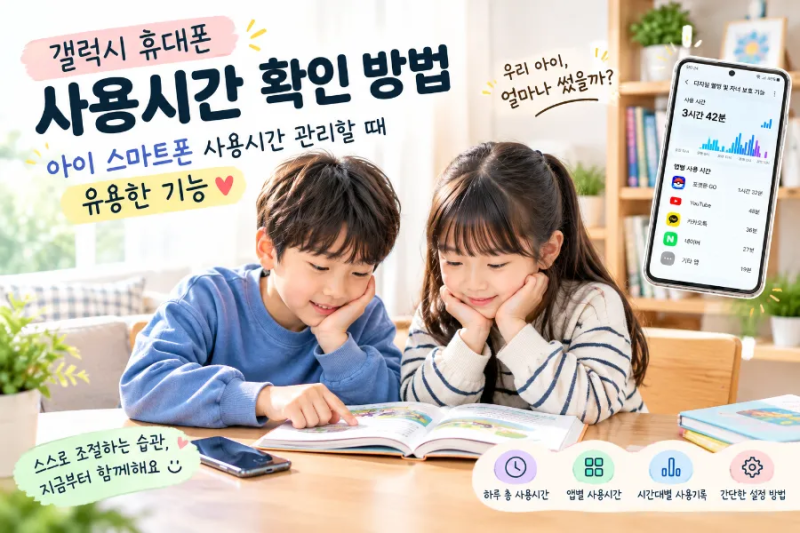 갤럭시 휴대폰 사용시간 확인 방법, 아이 스마트폰 사용시간 관리할 때 유용한 기능
