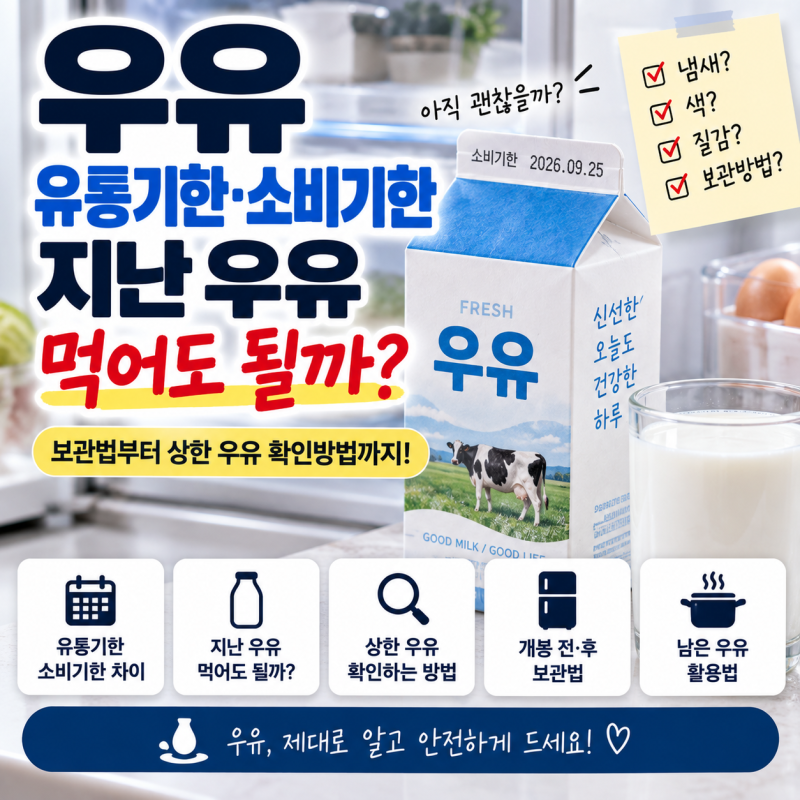 우유 유통기한·소비기한｜지난 우유 먹어도 되는 기준과 보관법