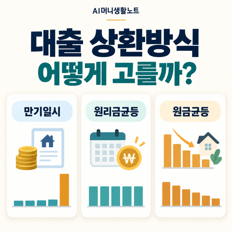 대출 상환방식 잘못 고르면? 만기일시·원리금균등·원금균등 비교