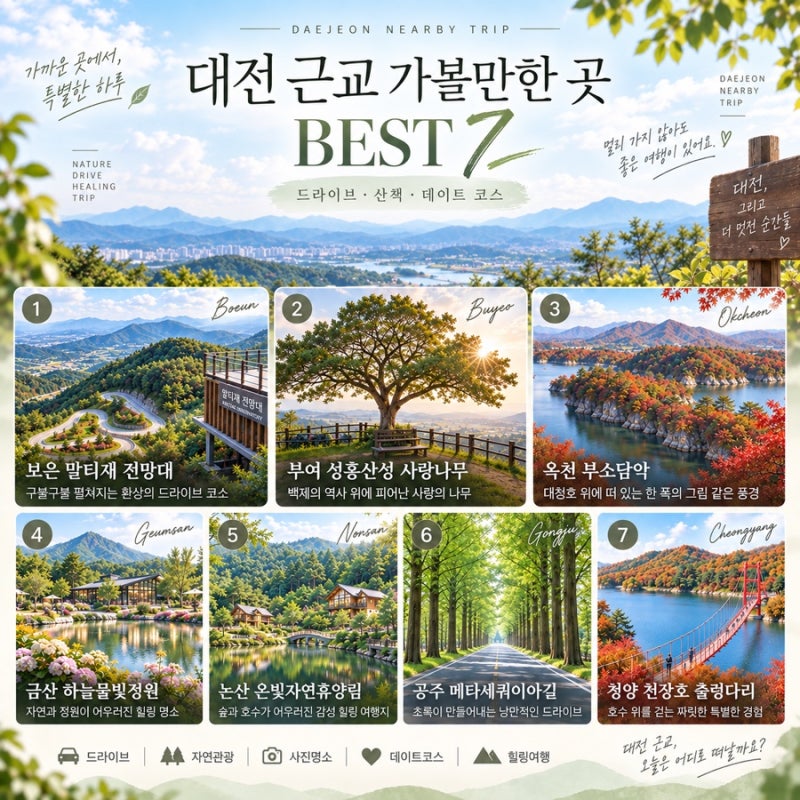 대전 근교 가볼만한곳 BEST 7｜드라이브·산책·데이트 코스