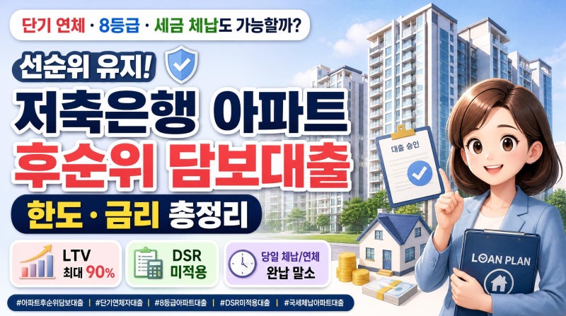 단기 연체·8등급도 가능할까? 저축은행 아파트 후순위 담보대출 한도 총정리
