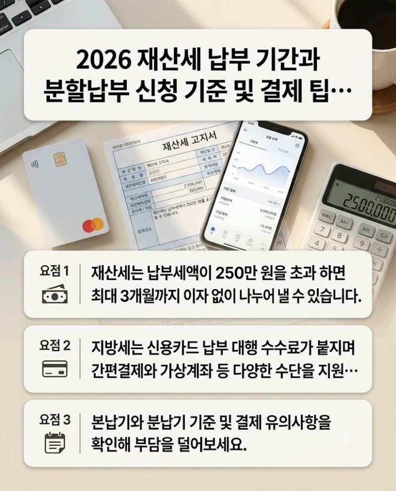 2026 재산세 납부 기간과 분할납부 신청 기준 및 결제 팁 총정리