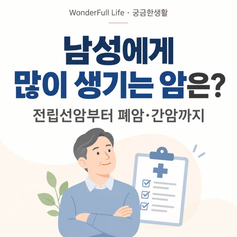 한국 남성에게 많이 생기는 암은? 전립선암·폐암·위암·대장암·간암 순위와 검진