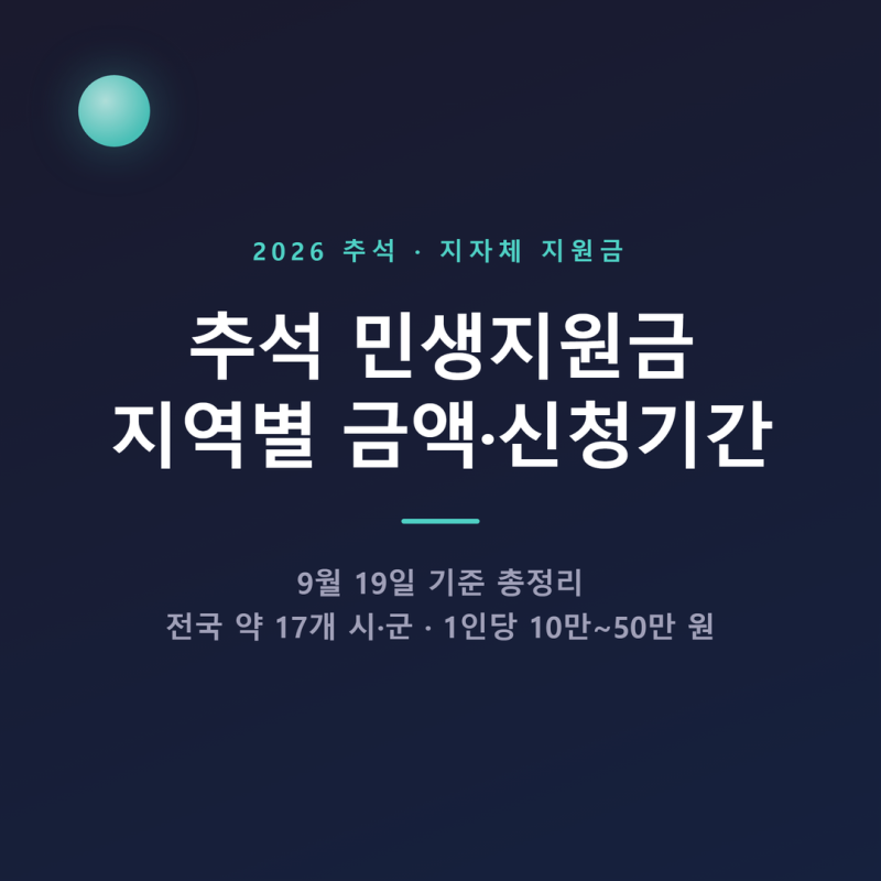 추석 민생지원금 2026 지역별 금액·신청기간 총정리