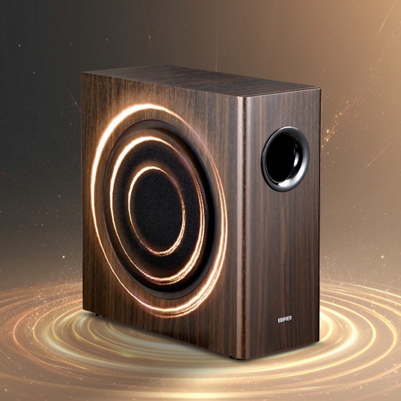 EDIFIER T5S 서브우퍼 70W 고출력 중저음 액티브 스피커 브라운, 20만원 이하로 거실 사운드 리모....