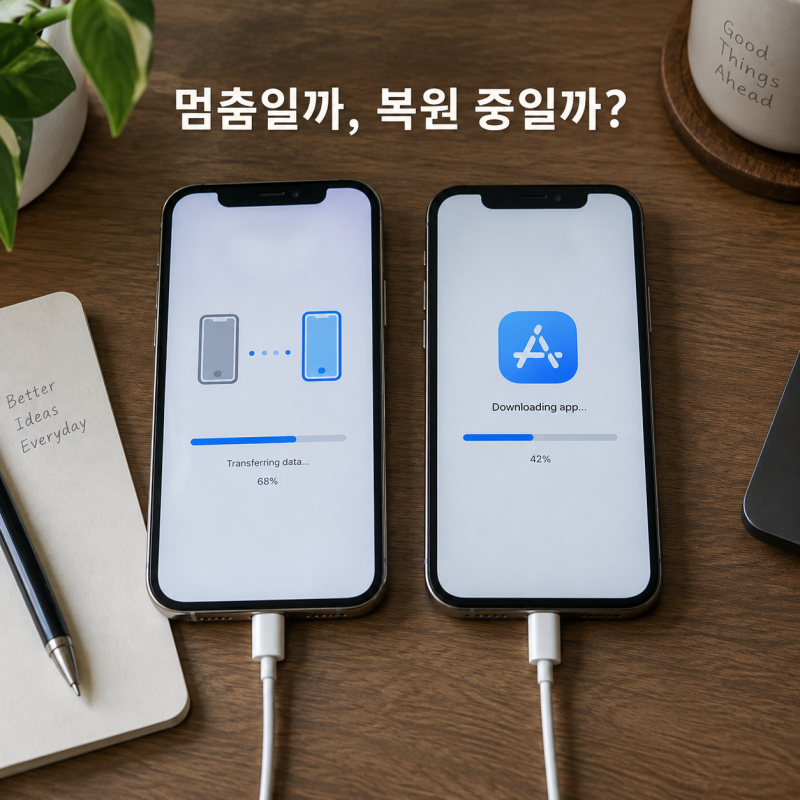 아이폰 마이그레이션 멈춤, 다시 시작하기 전에 화면부터 구분하세요