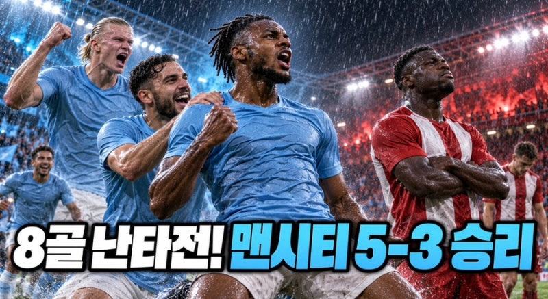 8골 난타전! 맨시티, 브로비 해트트릭 선덜랜드에 5-3 승리