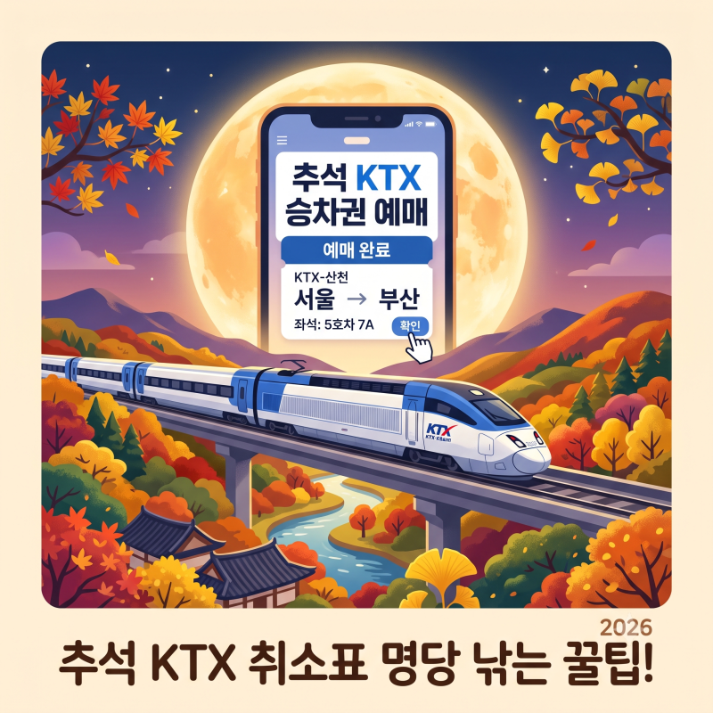 2026년 추석 ktx 승차권 예매 취소표 시간/ 열차별 꿀자리 팁 총정리
