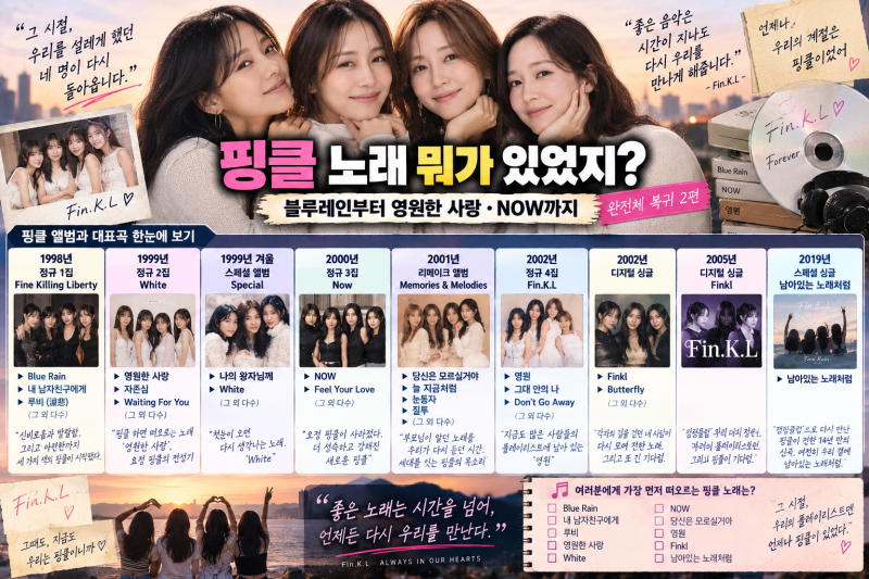 핑클 노래 뭐가 있었지? 블루레인부터 영원한 사랑·NOW까지｜완전체 복귀 2편