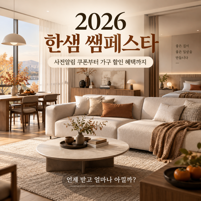 2026 한샘 쌤페스타, 사전알림 쿠폰 언제 받을까? 가구 인테리어 할인 혜택 총정리