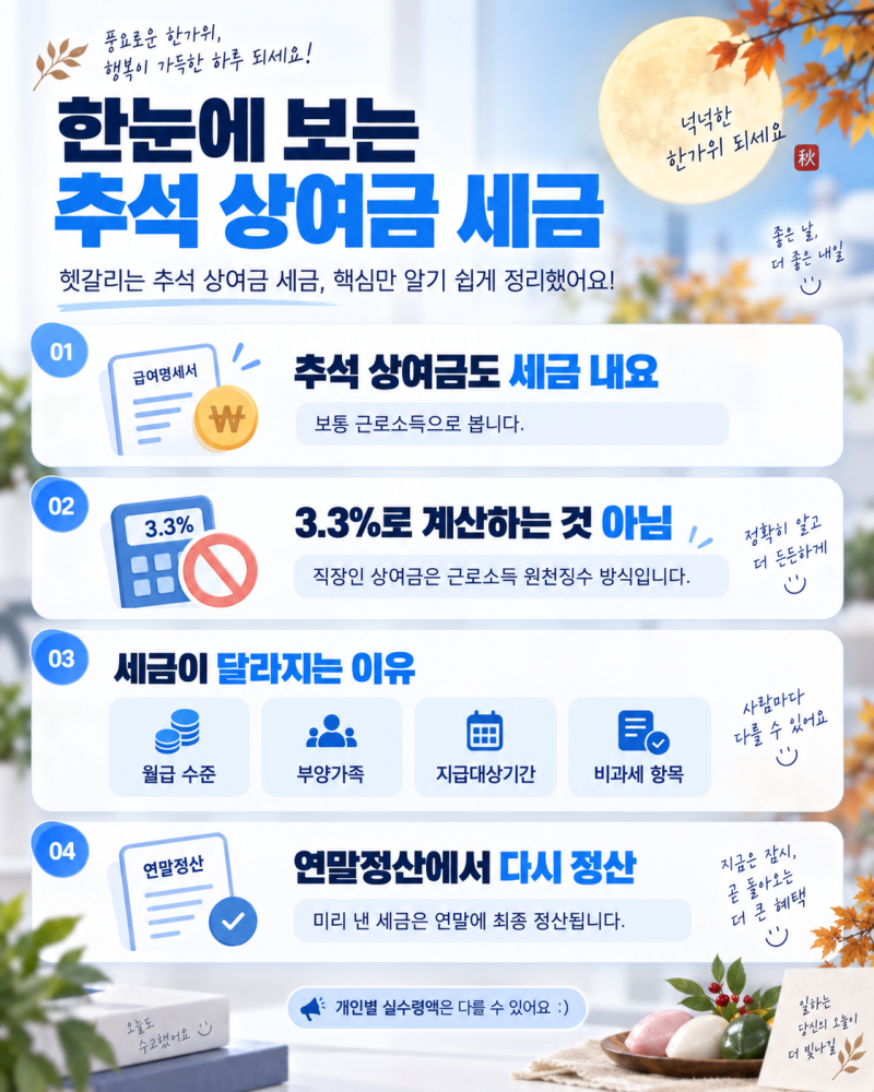 추석 상여금 100만원 받으면 세금 얼마? 직장인이 직접 계산해봤습니다