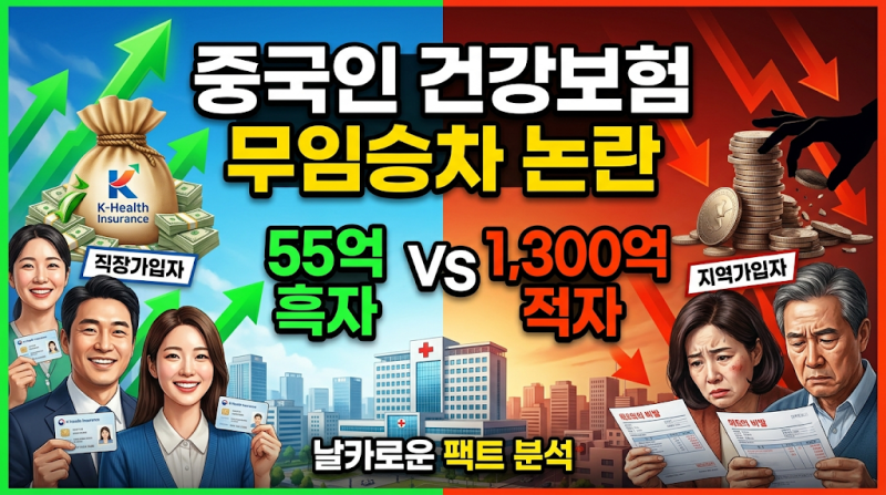 [중국인 건강보험] 무임승차 논란의 진실: 55억 흑자와 1,300억 적자 사이의 날카로운 팩트 분....