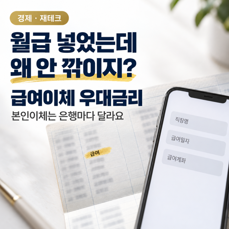 급여이체 우대금리, 본인이체는 은행마다 달라요｜급여정보 등록·적요 표시·이직 절차