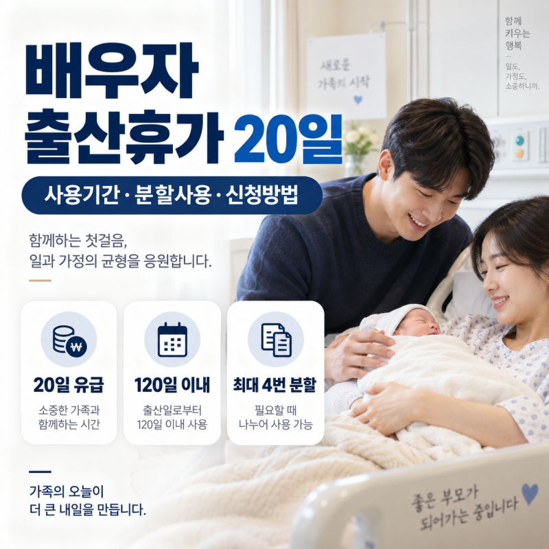 배우자 출산휴가 20일 총정리｜사용기간·분할사용·신청방법