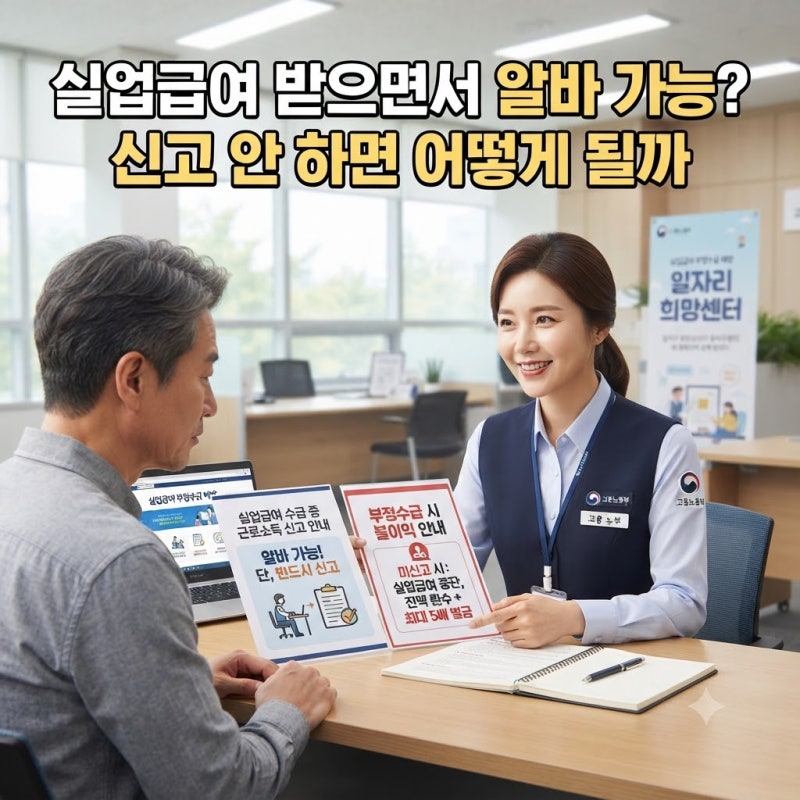 실업급여 받으면서 알바해도 될까? (알바 시간·소득·신고 기준 총정리)