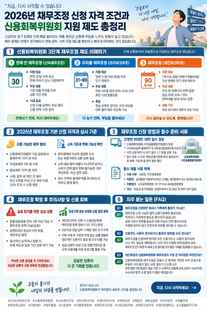 2026년 채무조정 신청 자격 조건과 신용회복위원회 지원 제도 총정리