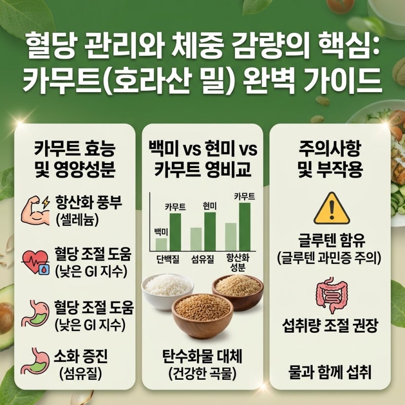 카무트 효능 및 영양성분 비교 백미 현미 차이점과 부작용 정리