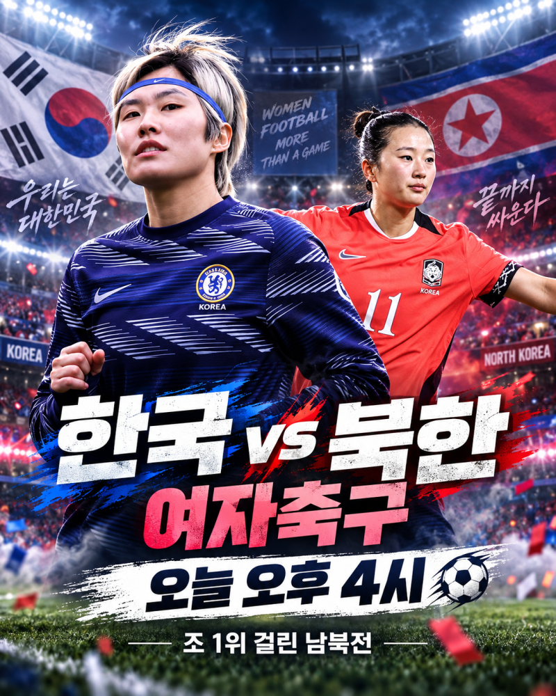 한국 북한 여자축구 중계 오늘 오후 4시｜김민지 4골·지소연 76호골, 조 1위 걸린 남북전