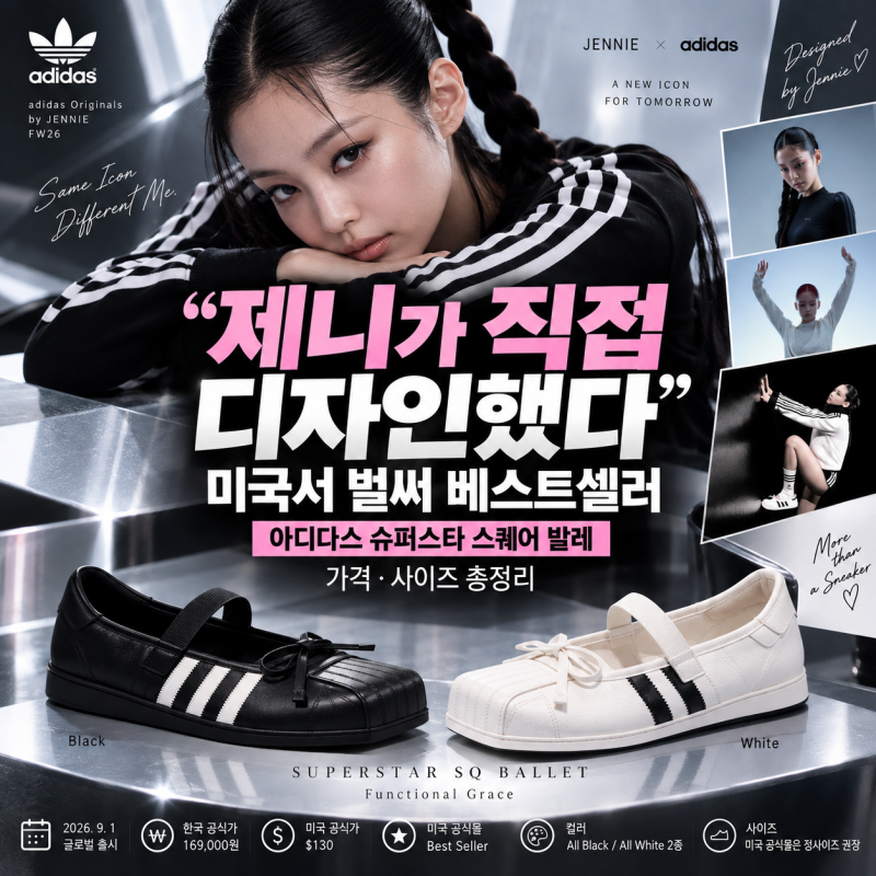 “제니가 직접 디자인했다” 미국서 벌써 베스트셀러｜아디다스 슈퍼스타 스퀘어 발레 가격....