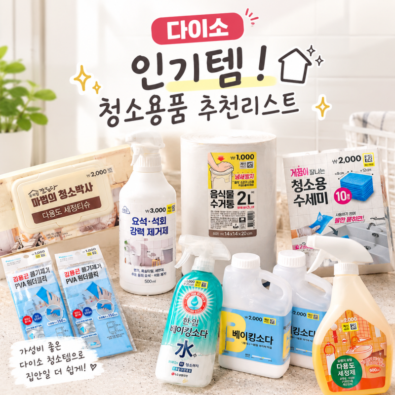 신혼부부 윤짜의 다이소 꿀템 추천 리스트 10 | 주방 화장실 청소용품 직접 써본 후기