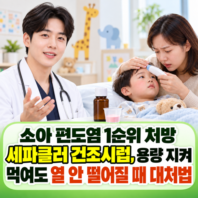 소아 편도염 1순위 처방 세파클러 건조시럽, 용량 지켜 먹여도 열 안 떨어질 때 대처법