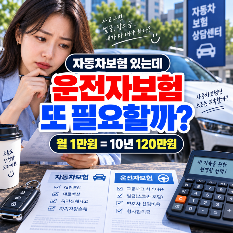 자동차보험 있는데 운전자보험 또 들어야 할까? 월 1만원이면 10년 120만원, 사고비용 실제 계....