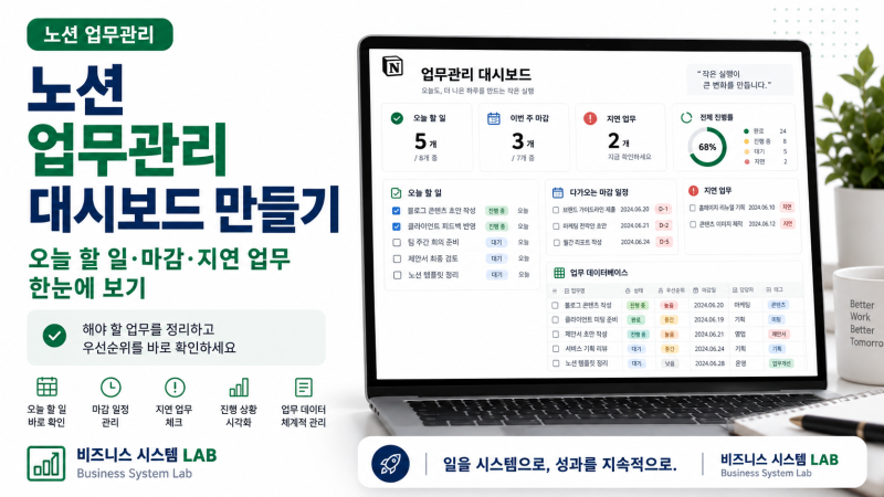 노션 업무관리 대시보드 만들기｜오늘 할 일·마감·지연 업무 한눈에 보기