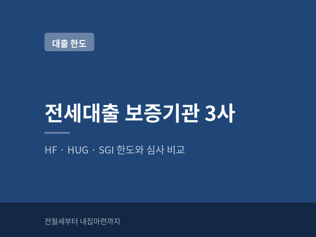 전세대출 HF·HUG·SGI 어디로 가야 한도가 나오나? 보증비율 80%·보증금 상한·소득 심사 비교 (+....