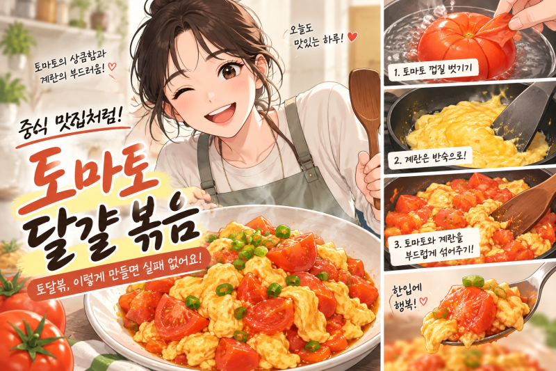 토마토 달걀 볶음 황금레시피 껍질 벗기기와 계란 반숙의 비법